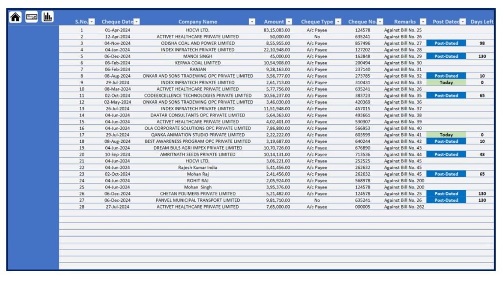 MoneyFlex Cheque Printing Software Data Sheet issued list