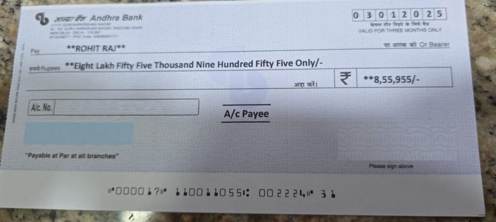 Andhra Bank Cheque (Printed Sample Cheque) – ChequePrint.in