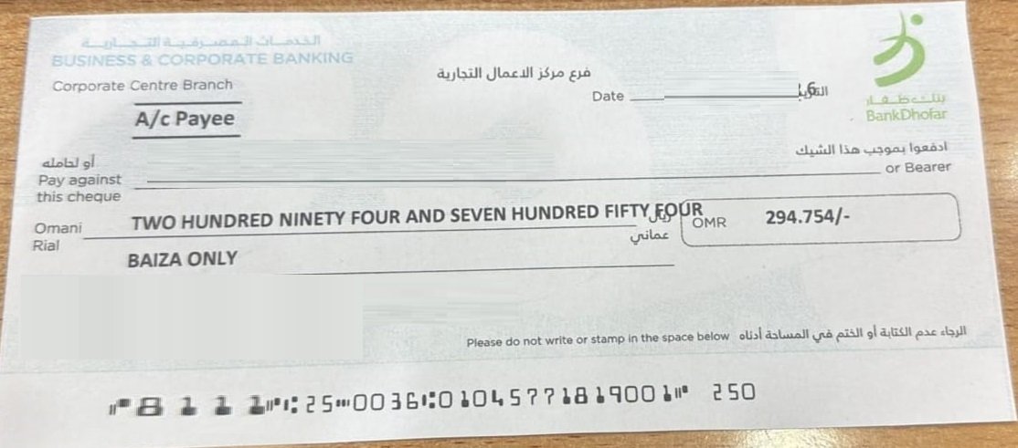 Business Corporate Banking Bank Cheque